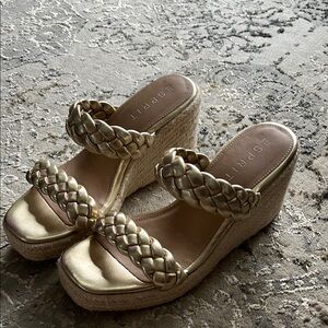 Esprit Gold Wedge Sandals for Women 3 1/2 inch wedge